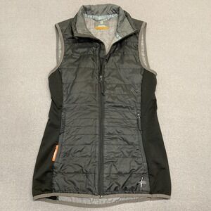 Icebreaker Merino Loft Vest Women's XS Black Full Zip Pockets Logo Hiking